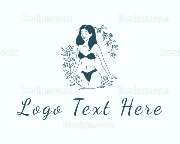 Sexy Woman Floral Lingerie Logo