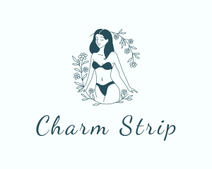 Sexy Woman Floral Lingerie logo design