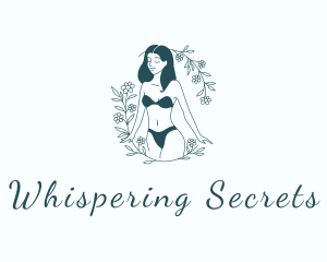 Sexy Woman Floral Lingerie logo design