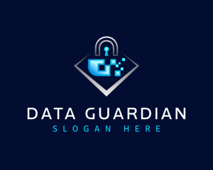 Pixel Padlock Security  logo design