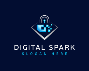 Pixel Padlock Security  logo design