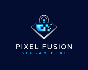 Pixel Padlock Security  logo design