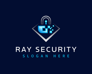 Pixel Padlock Security  logo design