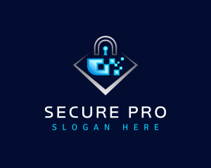 Pixel Padlock Security  logo design