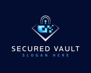 Pixel Padlock Security  logo design