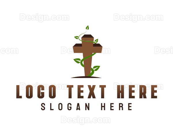 Religious Vine Cross Logo