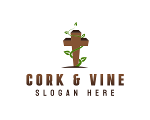 Religious Vine Cross logo design