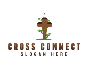 Religious Vine Cross logo design