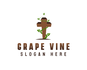 Religious Vine Cross logo design