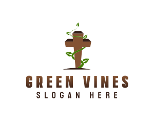 Religious Vine Cross logo design