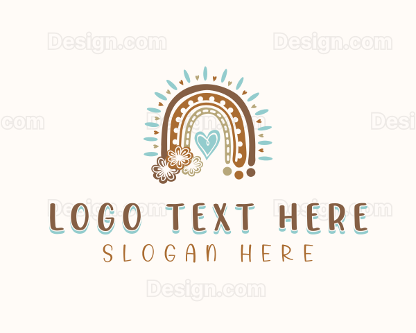 Boho Rainbow Heart Logo