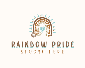 Boho Rainbow Heart logo design