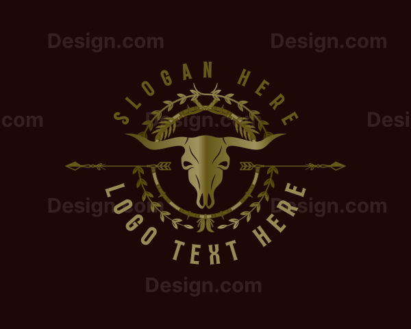 Bull Horn Wreath Logo