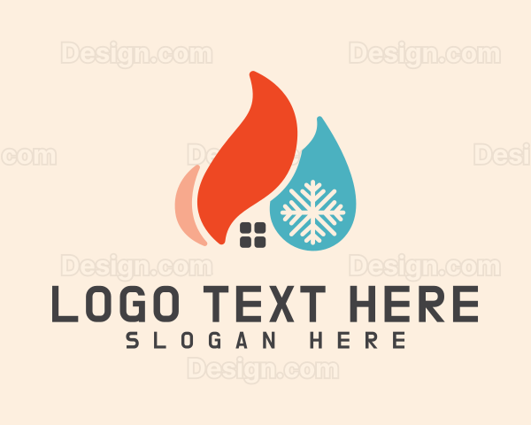 House Heating Cooling Industry Logo