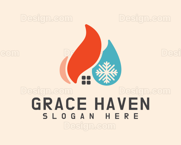 House Heating Cooling Industry Logo