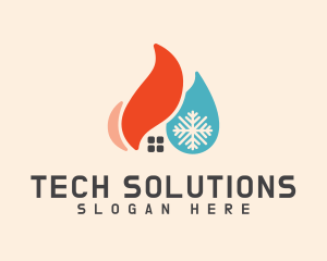 House Heating Cooling Industry Logo