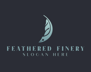 Fountain Pen Feather Writing logo design