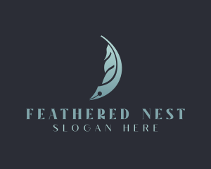 Fountain Pen Feather Writing logo design