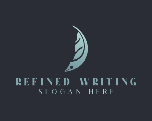 Fountain Pen Feather Writing logo design