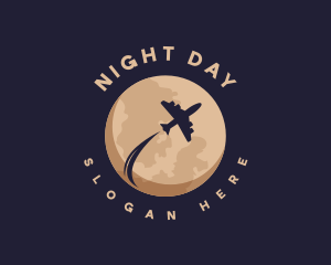 Moon Travel Airplane logo design