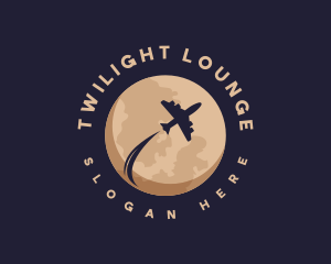 Moon Travel Airplane logo design