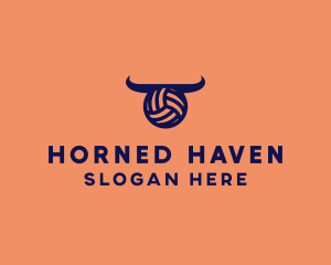 Blue Volleyball Horns logo design