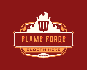 Blazing Grill Spatula logo design