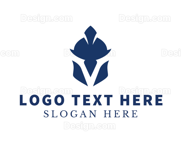 Spartan Soldier Helmet Letter V Logo