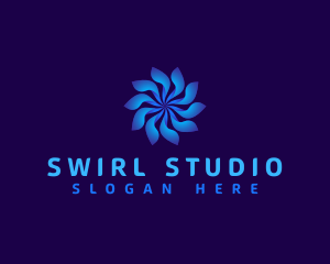 Floral Tech Swirl logo design