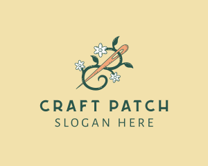 Flower Vine Needle Sewing logo design