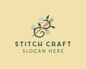 Flower Vine Needle Sewing logo design