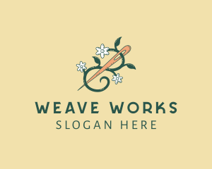 Flower Vine Needle Sewing logo design