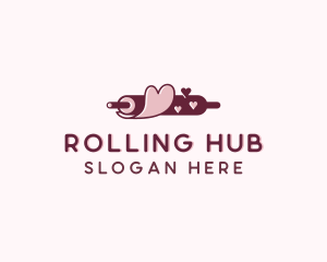 Rolling Pin Heart Baking logo design