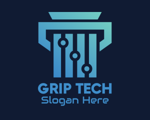 Tech Circuit Pillar logo design