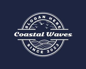 Circle Ocean Bird Waves logo design