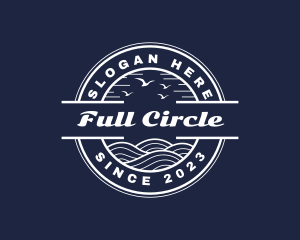 Circle Ocean Bird Waves logo design