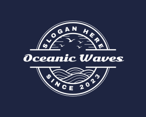 Circle Ocean Bird Waves logo design