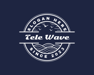 Circle Ocean Bird Waves logo design