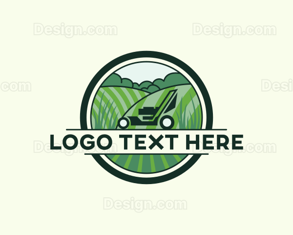 Grass Lawn Mower Landscaping Logo