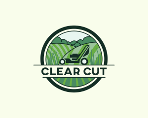 Grass Lawn Mower Landscaping logo design