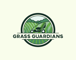 Grass Lawn Mower Landscaping logo design