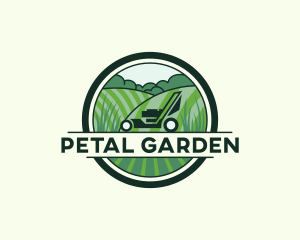 Grass Lawn Mower Landscaping logo design