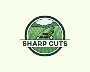 Grass Lawn Mower Landscaping logo design