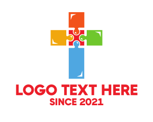 Colorful Jigsaw Cross logo