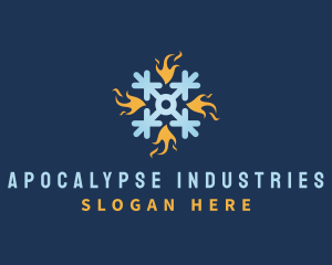 Industrial Fire Snowflake logo design