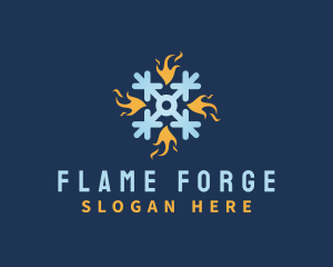 Industrial Fire Snowflake logo design