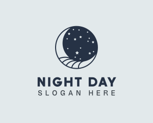 Night Sky Crescent Moon logo design