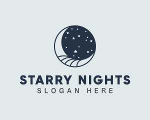 Night Sky Crescent Moon logo design