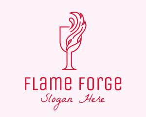 Flaming Wine Glass logo design