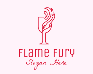 Flaming Wine Glass logo design